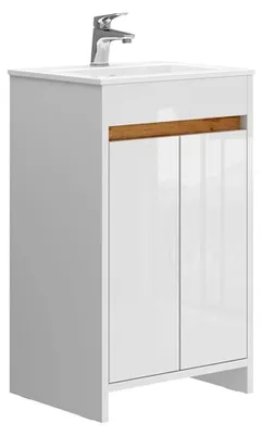 Produktbild von Waschbeckenunterschrank Lemgo, Weiß Hochglanz, 49 cm