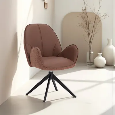 Produktbild von Homestyle4u Polsterstuhl Esszimmerstuhl Armlehnenstuhl drehbar Leder Braun 2842