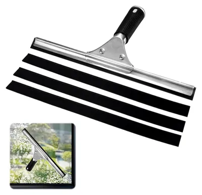 Produktbild von 30 cm Profi Fensterabzieher,Edelstahl Scheibenabzieher Fenster Abzieher Wischer Profi mit 3 Ersatz-Gummilippe, Duschwischer Schwarz,Glasabzieher für Dusche, Badezimmer, Spiegel, Glas, Fliesen