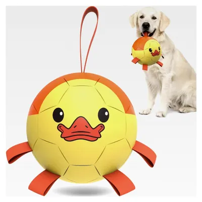 Produktbild von Hundespielzeug, Fußball mit Riemen, interaktives Spielzeug für Hunde zum Tauziehen, Geschenke für Welpengeburtstage, Wasserspielzeug, langlebige Bälle für mittelgroße und große Hunde
