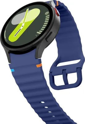 Obrázek produktu pro Jumada – Silikonový řemínek s vlnkovým vzorem – Vhodný pro hodinky Samsung Galaxy Watch 7 (40 a 44 mm) / Galaxy Watch 6 (Classic) / Galaxy Watch 5 (Pro) / Galaxy Watch 4 (Classic) – tmavě modrá