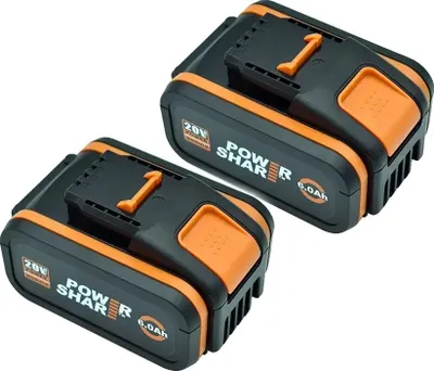 Productafbeelding van Batterij, 4000 mAh capaciteit, compatibel met verschillende Worx-modellen, 6.0Ah - 2 stuks