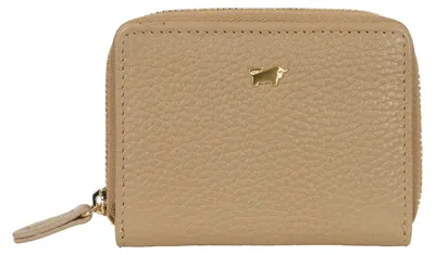 Immagine prodotto di Mini portafoglio ASTI, portamonete con zip, 5 scomparti per carte, color beige, da donna, in pelle