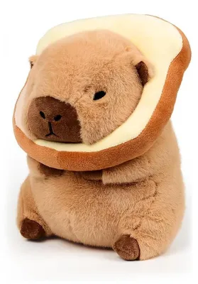 Produktbild von Kuscheltiere, Capybara-Plüschtier, 30 cm großes, weiches Stofftier mit tragbarem Brot, süßes und realistisches Capybara-Plüschkissen