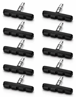 Produktbild von 10 Stück Fahrrad Bremsen Set für Shimano | 5 Paar Bremsschuhe schwarz für das Fahrrad | V-Bremse 70mm V-Brake symmetrisch | Bremsbeläge | Bremsgummis | Bremsschuhsatz | V-Bremsklötze | MTB Bremsbacken