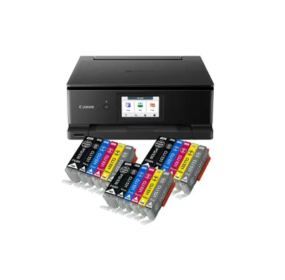Produktbild von Canon PIXMA TS8750 Tintenstrahl Multifunktionsdrucker schwarz mit 18 kompatiblen XXL Patronen