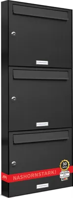 Produktbild von 3er Briefkasten Anthrazit Anlage 3 Fach Wandbriefkasten Postkasten