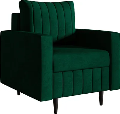 Produktbild von Ohrensessel 80 cm Scandi - Sessel mit Armlehnen, Wohnzimmer Clubsessel, Farben zur Auswahl, Holzfüße (Grün - Kronos 19)