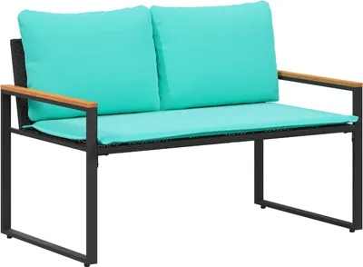 Immagine prodotto di panchina con cuscino Nero e Turchese 115 x 65 x 72 cm Rattan