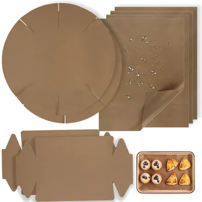 Produktbild von Wiederverwendbare Backbleche, 8-teiliges Set, wiederverwendbares Backpapier, hitzebeständig, Antihaftbeschichtung, zuschneidbar, geeignet zum Backen und Bestreichen.