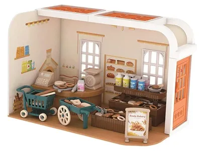 Image de Kit pièce maison de poupée Boulangerie - Maison miniature en bois DIY avec meubles