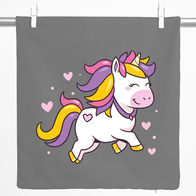 Produktbild von Huuraa Kissenbezug Einhorn Comic 40x40cm Steel Grey Baumwolle Dekokissenbezug Geschenkidee