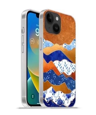 Produktbild von MuchoWow® Handyhülle Schutzhülle Hülle für Apple iPhone 14 - Softcase Delfter Blau - Gold - Blumen Silikon Softcase Handy Hülle - Mobiltelefonhülle