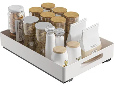 Obrázek produktu pro Výsuvný organizér do skříně, odolná železná konstrukce, efektivní řešení pro ukládání, bílá barva