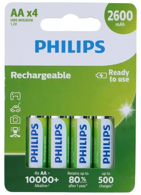 Productafbeelding van Philips Oplaadbare Batterijen AA - HR6 - NiMH Batterijen - 2600 mAh - 4 Stuks