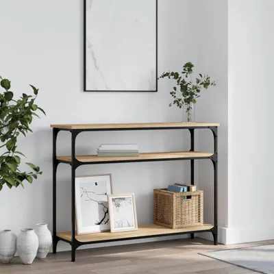 Productafbeelding van Consoletafel van Hout en Metaal met Verstelbare Poten 100x29x75 cm
