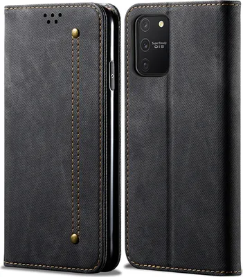 Produktbild von Galaxy S10 Lite Hülle, LaimTop Denim Leder Brieftasche Magnetverschluss Flip Bookstyle Schutzhülle mit Standfunktion für Samsung Galaxy S10 Lite Samsung Galaxy S10 Lite Schwarz