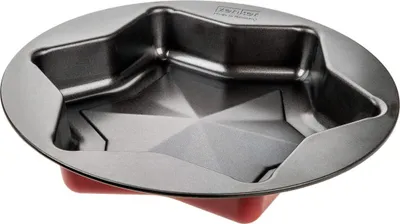 Produktbild von Zenker Sternbackform Ø28 cm Sparkling Christmas, hochwertige Backform mit Antihaftbeschichtung für kinderleichtes Backen, Ofenform für außergewöhnliche Kreationen (Farbe: Schwarz/Rot)