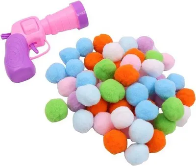 Produktbild von Interaktives Katenspielzeug mit 50 weichen Plüschbällen + Werfer. Geeignet für Indoor-Spiel und Training.