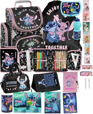 Produktbild von 22tlg Lilo und stitch Schulranzen set Rucksack Federtasche Sportbeutel Trinkflasche Brotdose schultasche Tornister fur madchen