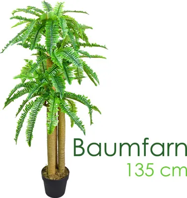 Produktbild von Baumfarn Künstlicher Farn Kunstpflanze Künstliche Pflanze 135 cm Kunstblume Innendekoration Kunst Pflanze wie echt im Topf Decovego