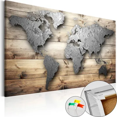 Immagine prodotto di Quadro in sughero non tessuto - Silver World 120x80 cm Carte k-C-0033-p-a