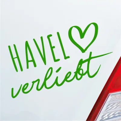 Produktbild von Auto Aufkleber Havel verliebt Herz Fluss Wasser Water Liebe Car 19x10 cm Hellgrün Sticker Heckscheibenaufkleber