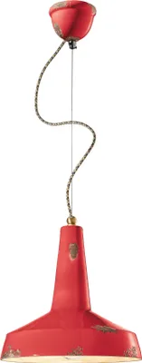 Produktbild von Hängelampe Keramik E27 D: 35 cm rund H: max. 133 cm Rot Shabby Antik Vintage Design Keramikleuchte