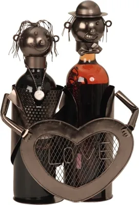 Produktbild von Handgefertigter Metall Weinflaschenhalter Liebespaar Love