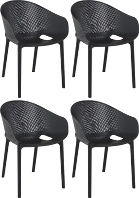 Produktbild von CLP Bistrostuhl Sky Pro 4er Set – Moderner Gartenstuhl aus Kunststoff, stapelbar schwarz