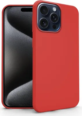 Zdjęcie produktu dla Etui iPhone 15 Pro czerwone matowe smukłe silikon TPU odporne
