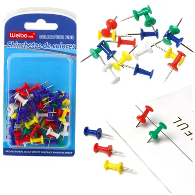 Immagine prodotto di Set Spille Colorate Per Lavagne In Sughero Ufficio E Scuola 50 Pz.