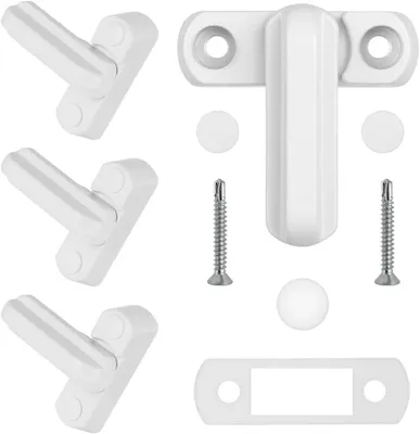 Imagen del producto de Cerraduras de seguridad para ventanas, juego de 4 unidades, para ventanas y puertas de PVC, sistema de seguridad para niños