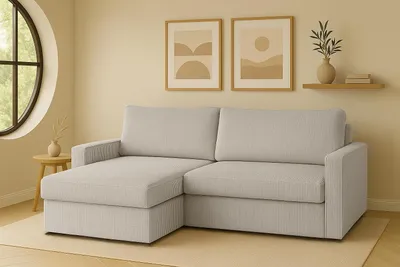 Produktbild von Kaiser Möbel Ecksofa mit Schlaffunktion und Bettzeugablage LUBEKA, Stoff Poso Beige Links