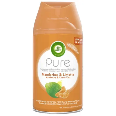 Produktbild von Air Wick Freshmatic Max Nachfüller PURE Mandarine & Limette, Automatisches Spray, Flüssigkeit, Limette, Mandarine, Aerosol-Spray, 250 ml