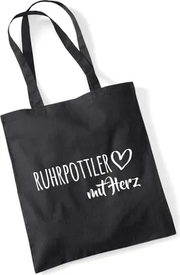Produktbild von Huuraa Jutebeutel Ruhrpottler mit Herz 10 Liter Black Baumwolle Tasche Geschenkidee