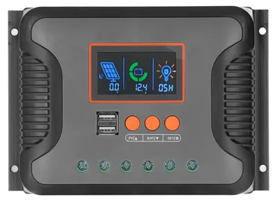 Obrázok produktu pre PowMr PWM solárny regulátor nabíjania, 60 A, 12 V, 24 V, 36 V, 48 V, 2 USB porty, nastaviteľný LCD displej, AGM-gelová lítiová batéria