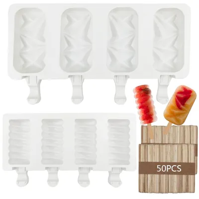 Eislutscherformen, 2er Set, Silikon, BPA-frei, 100 Stäbchen