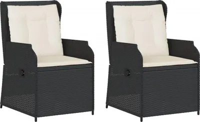 Immagine prodotto di vidaXL Poltrona da giardino con cuscino 2 pz. Regolabile in Poly Rattan nero