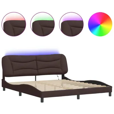 Produktbild von Bettgestell mit LED ohne Matratze "Hvar" Dunkelbraun 180x200 cm Stoff