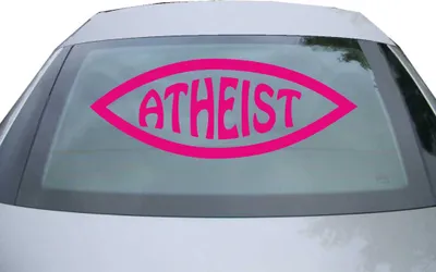 Produktbild von Indigos UG - Aufkleber Heckscheibe & Motorklappe DE2372 - pink - 600x225 mm - Atheist Fisch - Auto Scheiben Fenster Heckklappe Tuning Racing JDM - Die cut