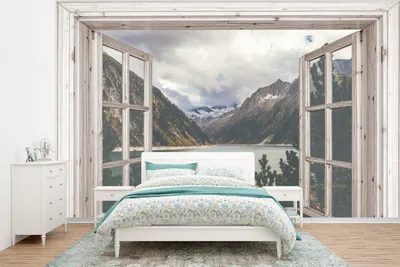 Obrázek produktu pro MuchoWow® Fototapety do obývacího pokoje nebo ložnice tapety vinylové motivy tapety Výhled - Hory - Voda 400x300cm