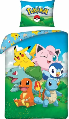 Obrázek produktu pro Halantex Bavlněné povlečení 140x200 Pokemon modré barvy povlak na polštář 70x90 H2