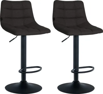 Produktbild von DELUKE® Barhocker 2er Set DUBAI - Schwarz, Stoff, Schwarz | Barhocker mit Lehne Barstuhl Tresenhocker Tresenstuhl Kneipenhocker Kneipenstuhl