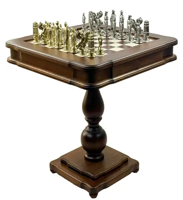 Produktbild von Exklusiver Italfama Spieltisch Set – Römische Cäsar Metallfiguren 11,7cm, Backgammon & Dame 58x58 cm