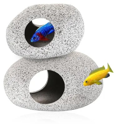 Aquarium-Versteck 2er-Set, Keramik-Höhle für Fische, Deko