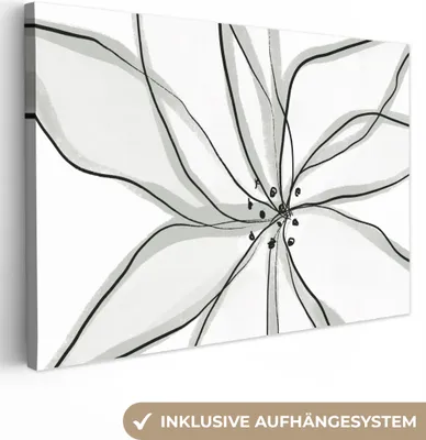 Produktbild von MuchoWow® - Leinwandbilder - Blume - Kunst - Weiß - Schwarz, Wandbild, Wanddeko Bilder Wohnzimmer, 30x20 cm
