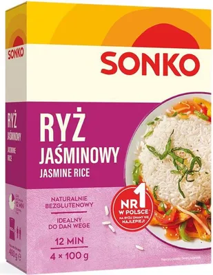 Zdjęcie produktu dla Sonko Ryż jaśminowy delikatny aromat 4 x 100 g