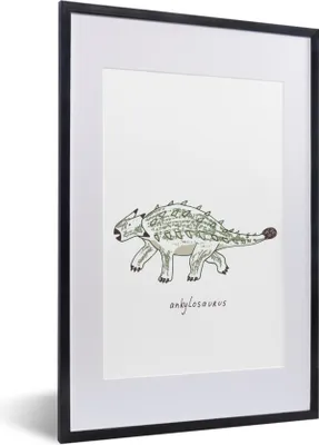 Produktbild von MuchoWow® Gerahmtes Poster Kinderzimmer - Dinosaurier - Ankylosaurus - Jungen - Mädchen - Kind 40x60 cm - Poster mit Schwarzem Bilderrahmen Wandposter Rahmen Foto Bilder - Poster in Rahmen