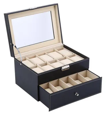 Produktbild von Uhrenbox 20 Fächer Lederoptik Aufbewahrungsbox für Schmuck